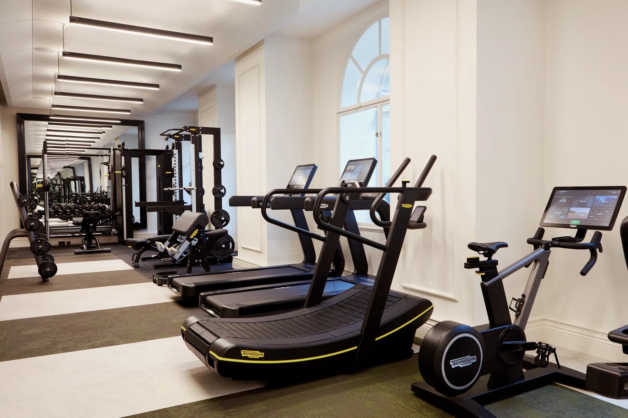 fitness suite at Rosewood London with latest cutting-edge gym equipment from Technogym