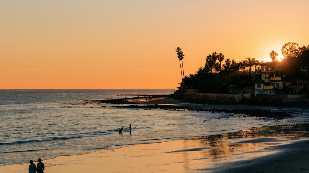 Couple walking on beach