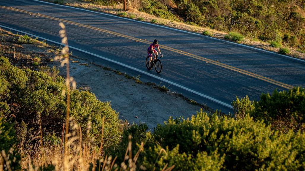 Cyclist on mountain road