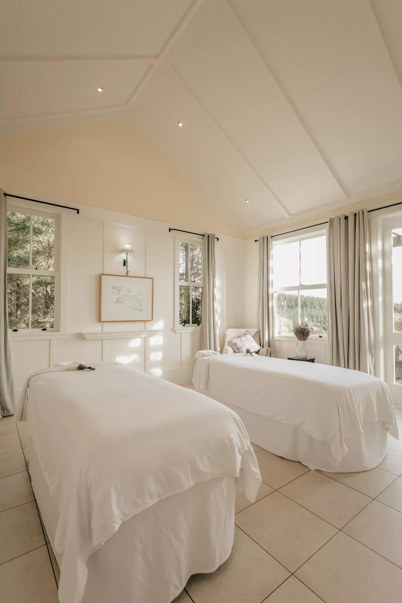 Couples treatment room in a spa in a luxury hotel