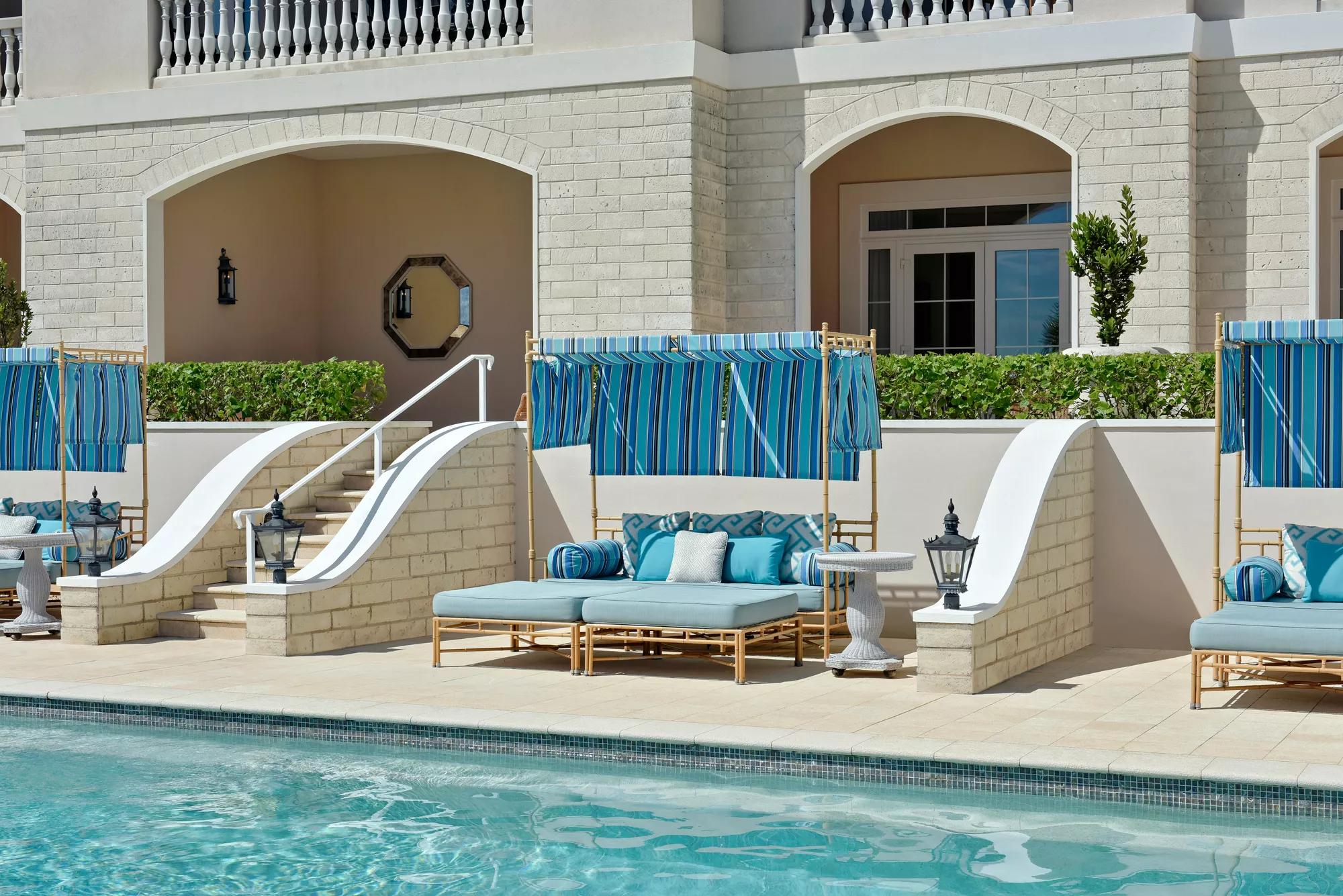 Room with access to terrace and pool