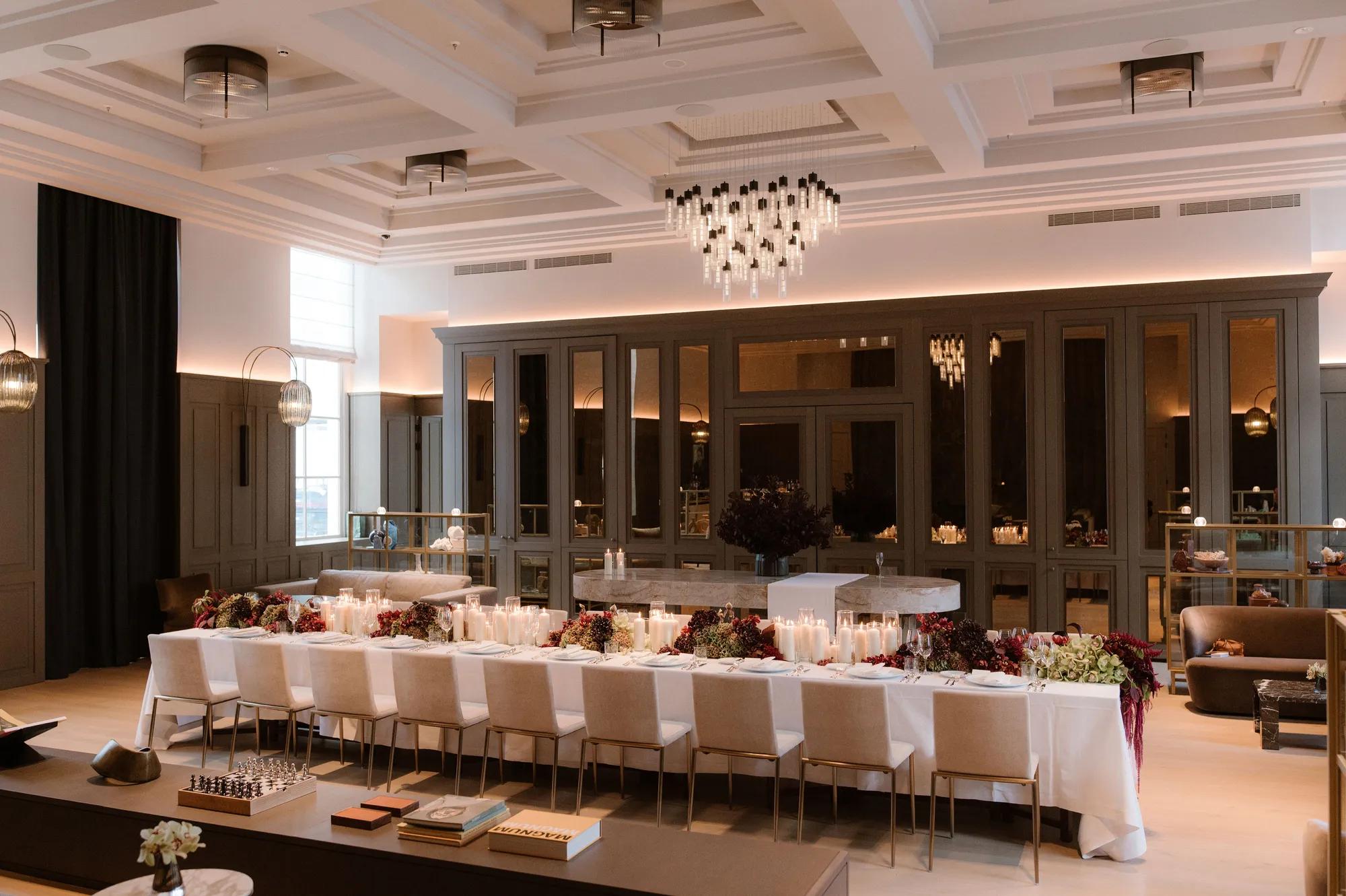 wedding table with flowers and candles