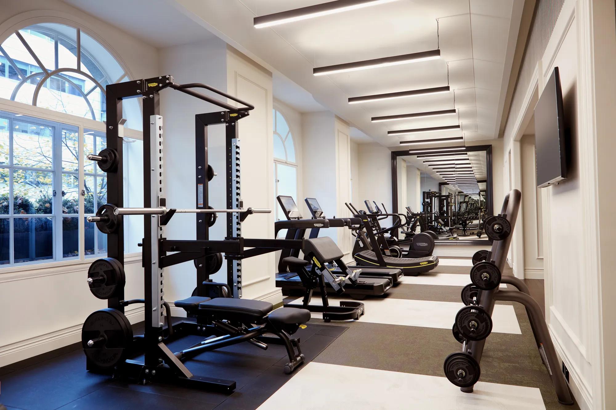 fitness suite at Rosewood London with latest cutting-edge gym equipment from Technogym