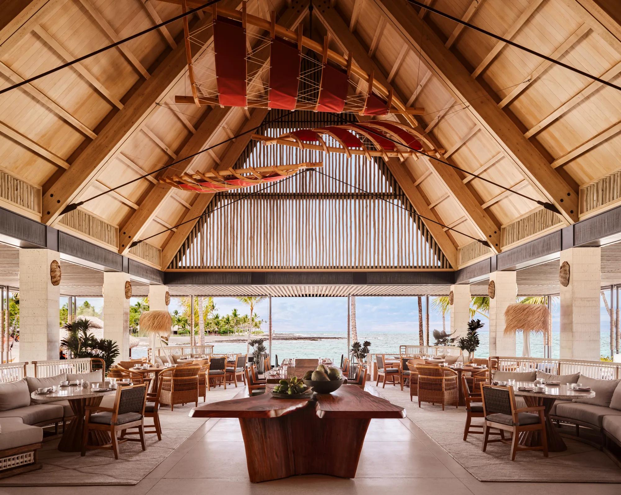 Interior shot of Moana with the beach in the background