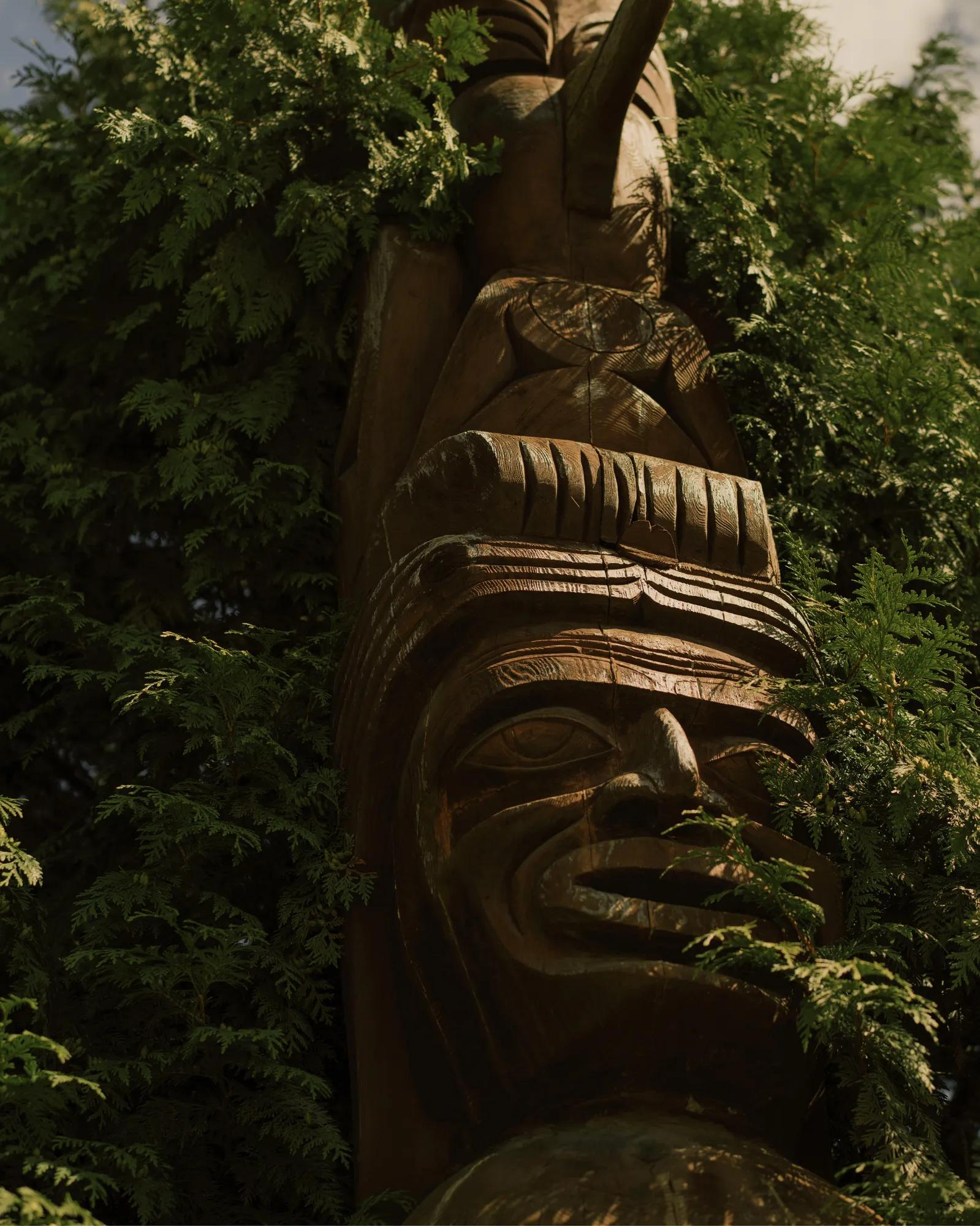 Image of  Indigenous sculpture in stanley park 