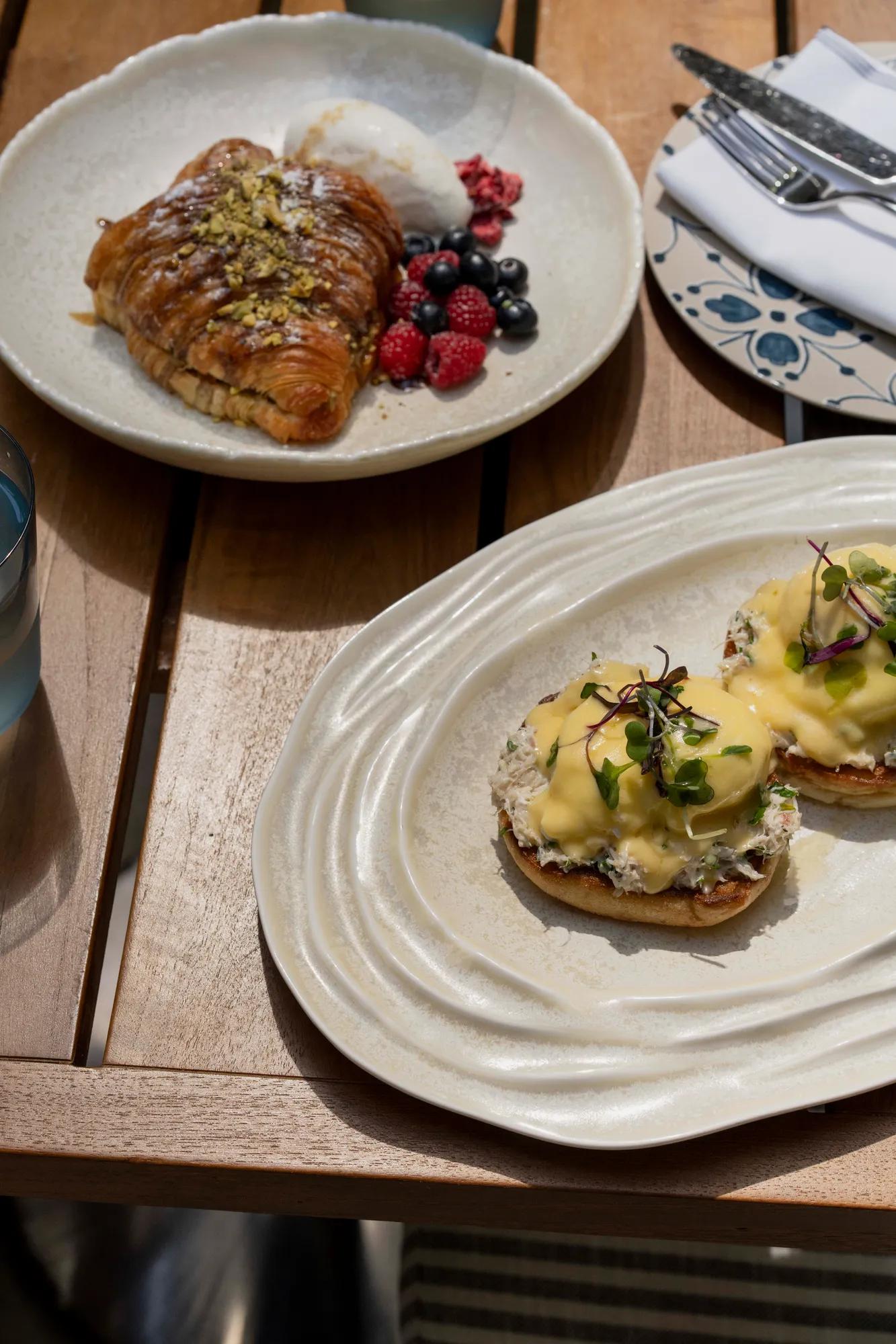 Egg Bennies and Croissant with Ice cream