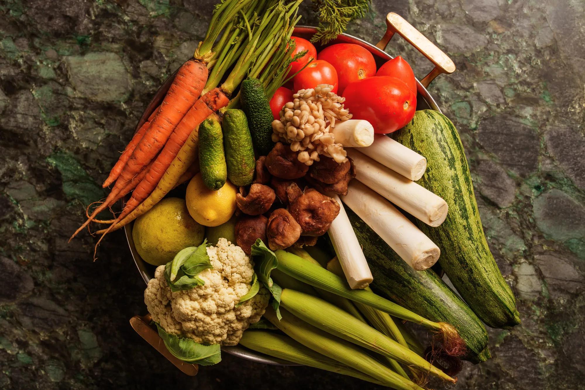 Some vegetables such as carrots, cabbages, and tomatoes are ingredients used in the Blaise restaurant at Rosewood São Paulo.