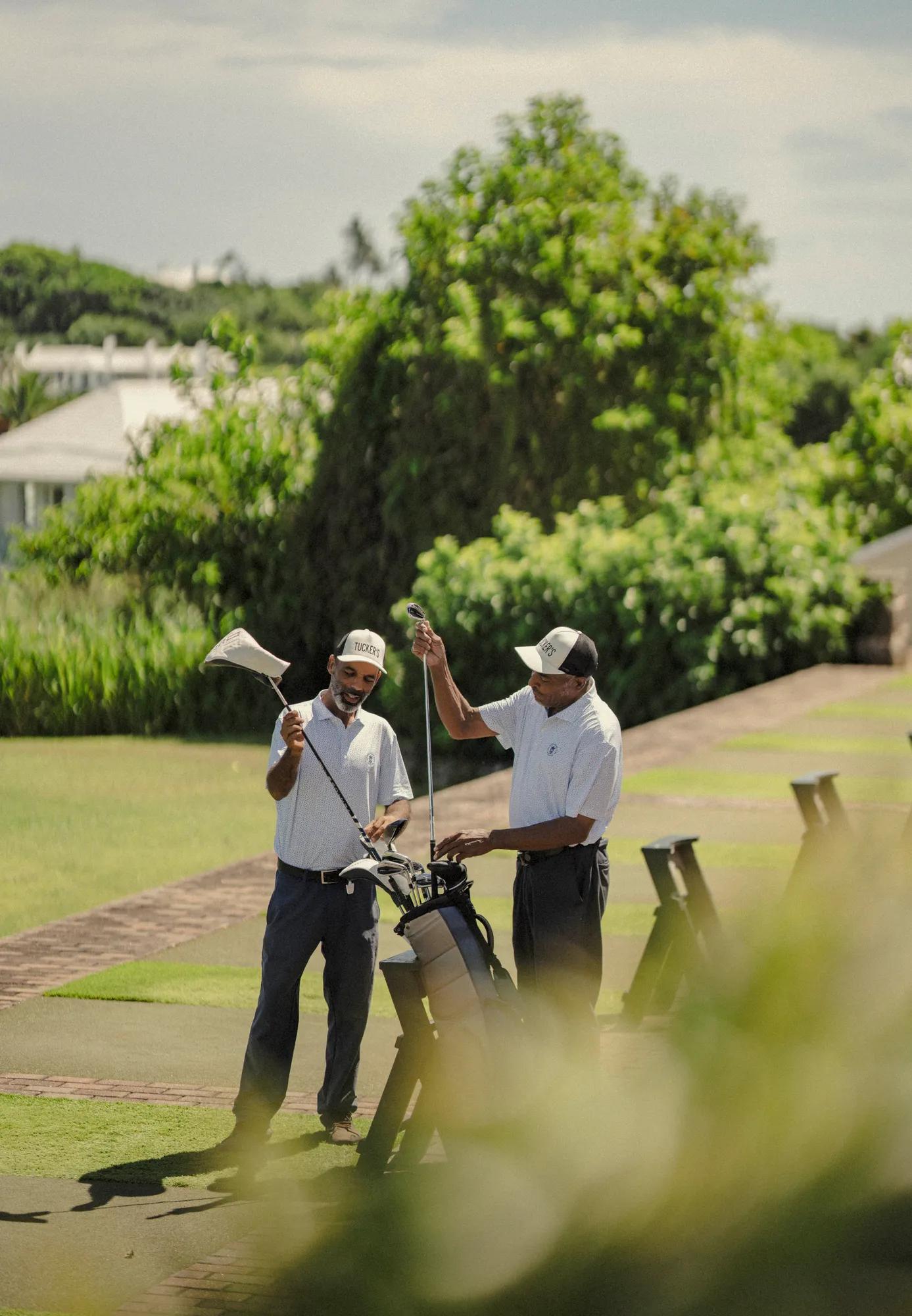 Two men enjoying a golf outing