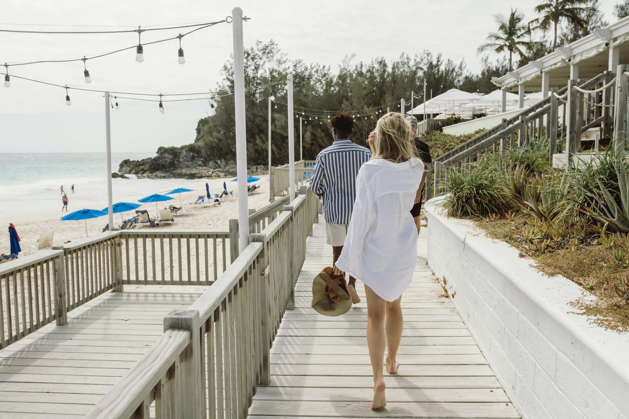 Couple walking at the Beach Club