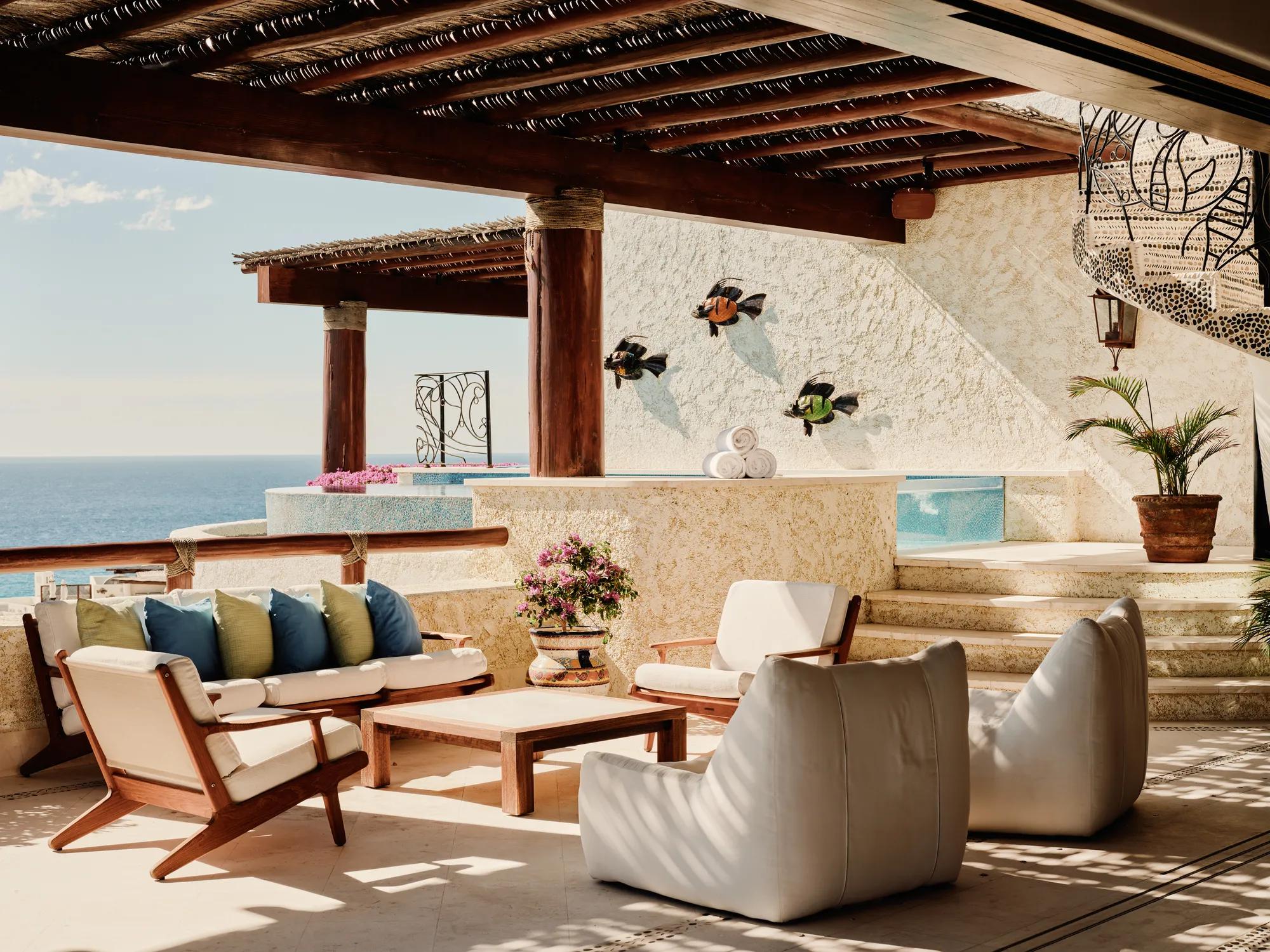 private terrace with pool and panoramic oceanview