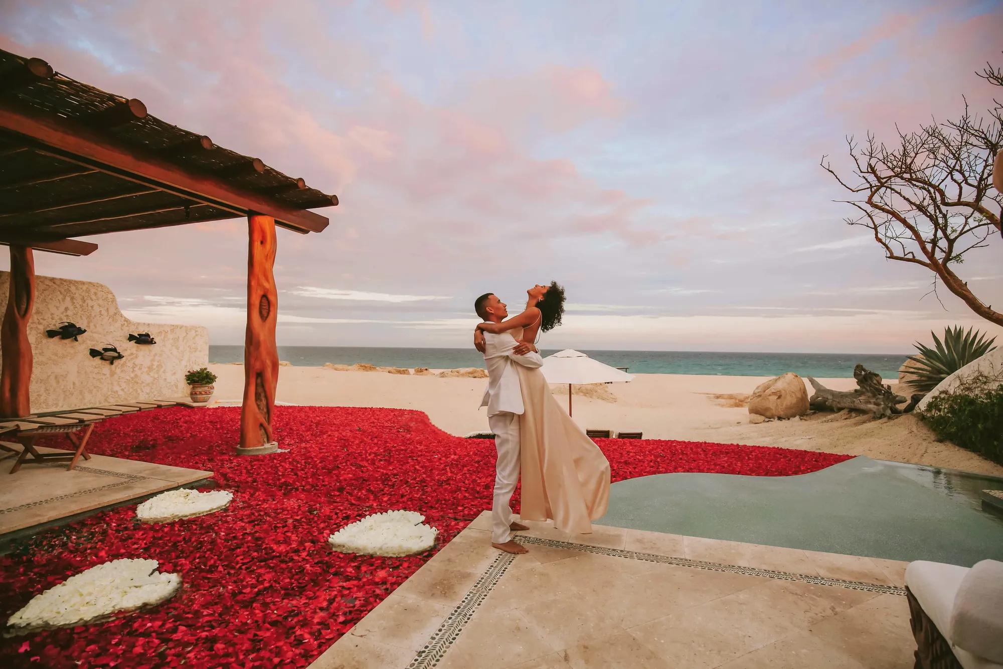 couple in a private ocean-front villa