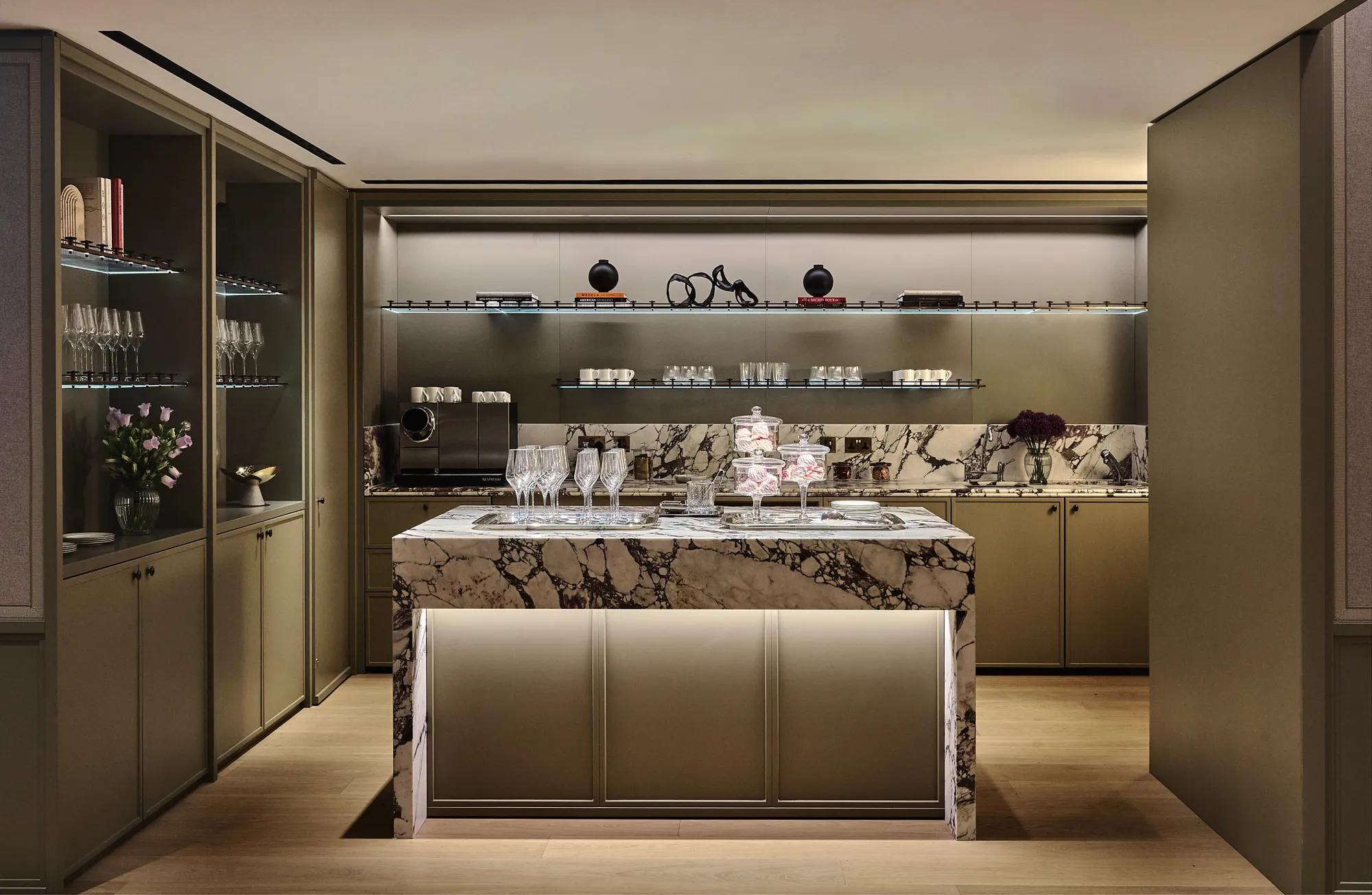 bar kitchen in salon event space at the chancery rosewood