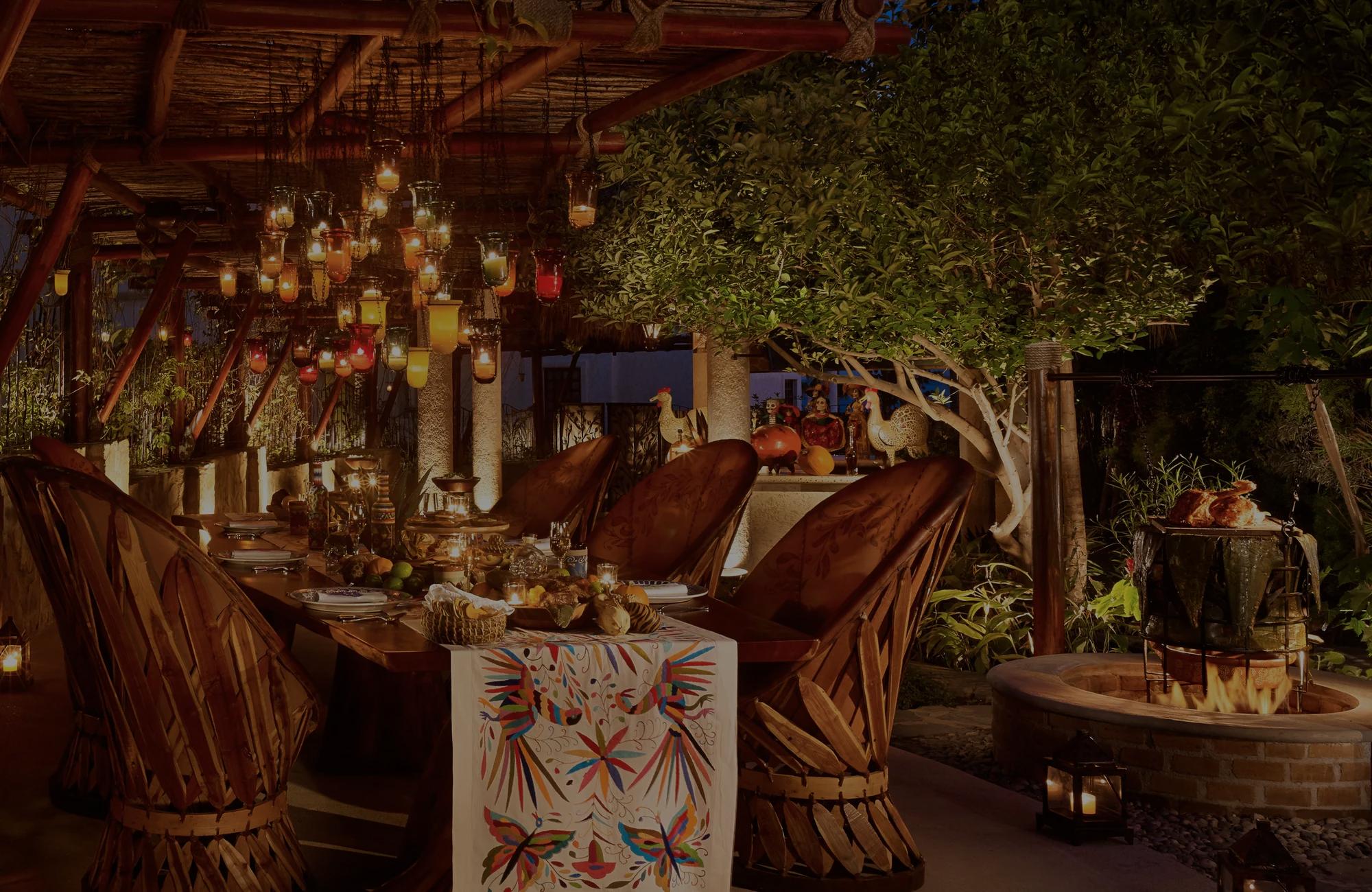 Intimate dinner in the herbal garden