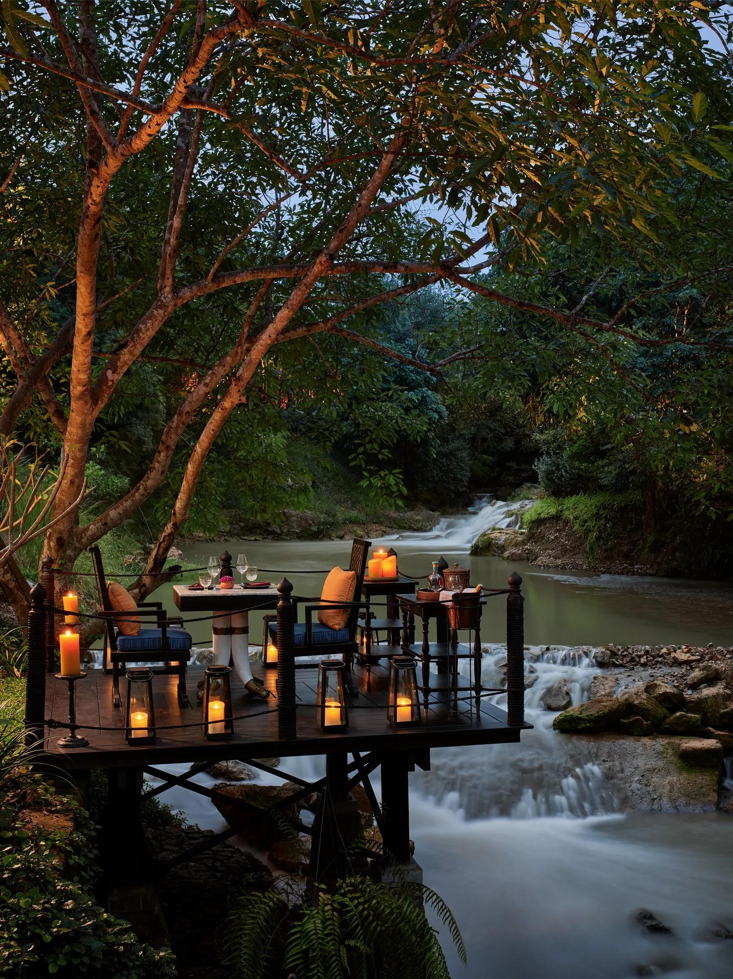 Waterfall dinner luang prabang