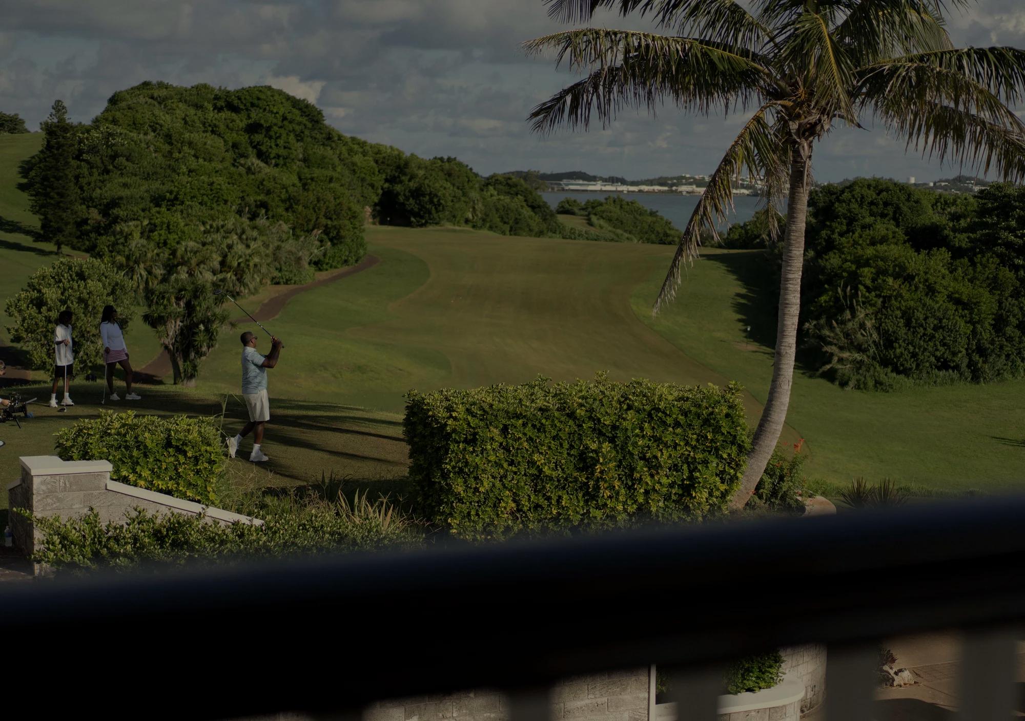 Golf course with a view of the ocean