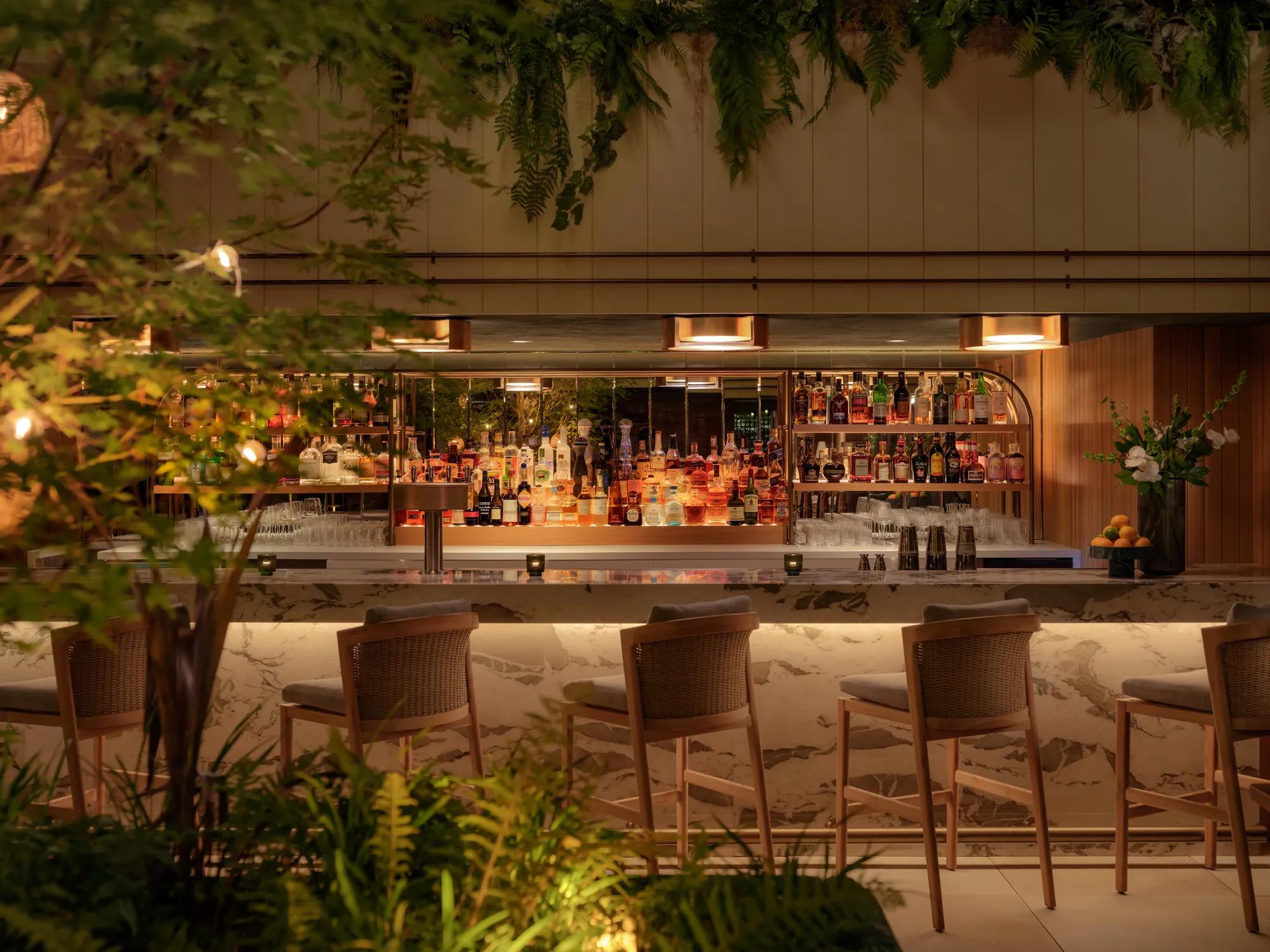 Elegant bar with garden ambiance