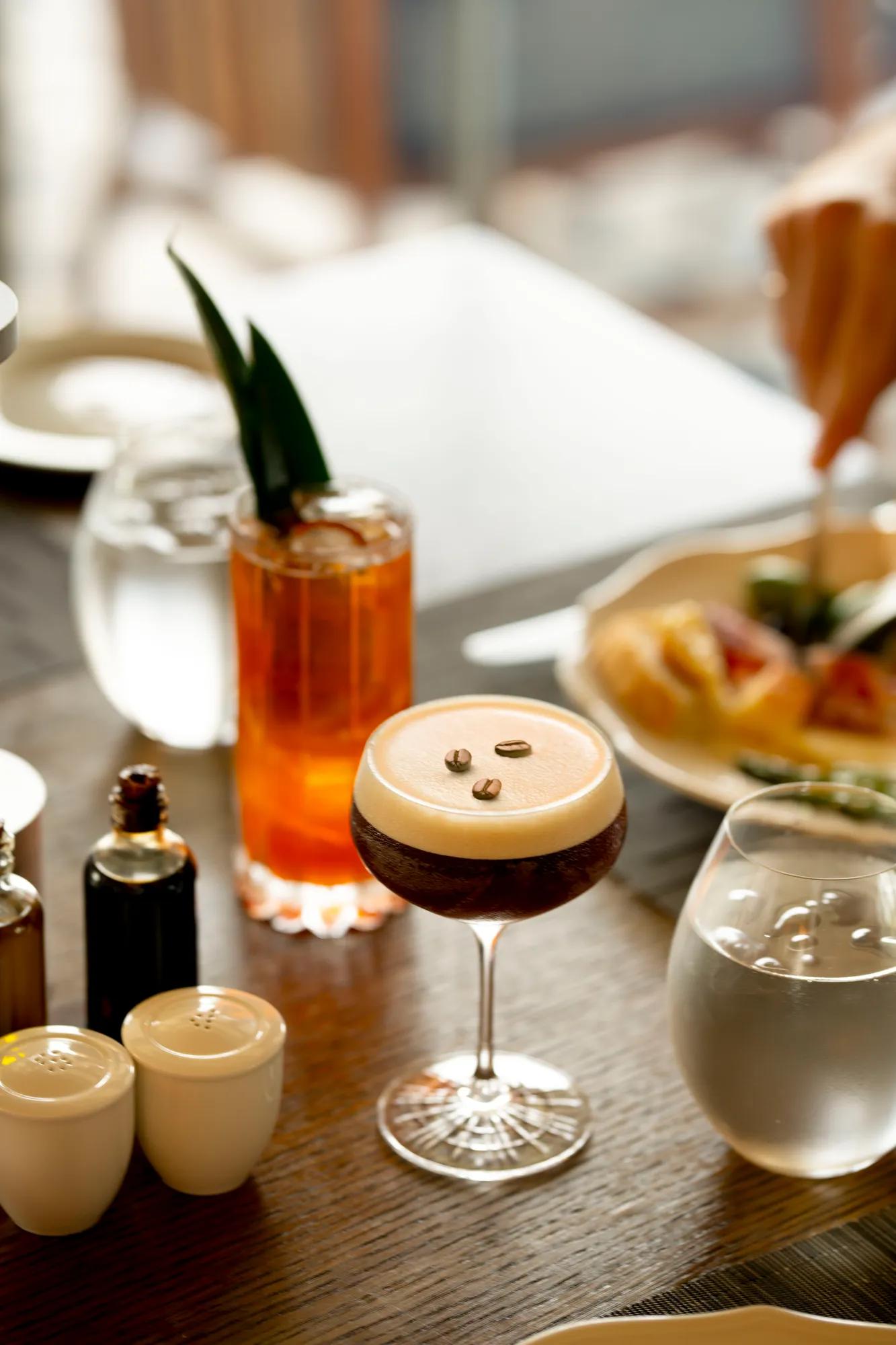 Cocktails and food at Island Brasserie