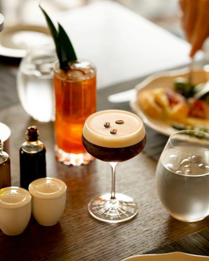 Cocktails and food at Island Brasserie