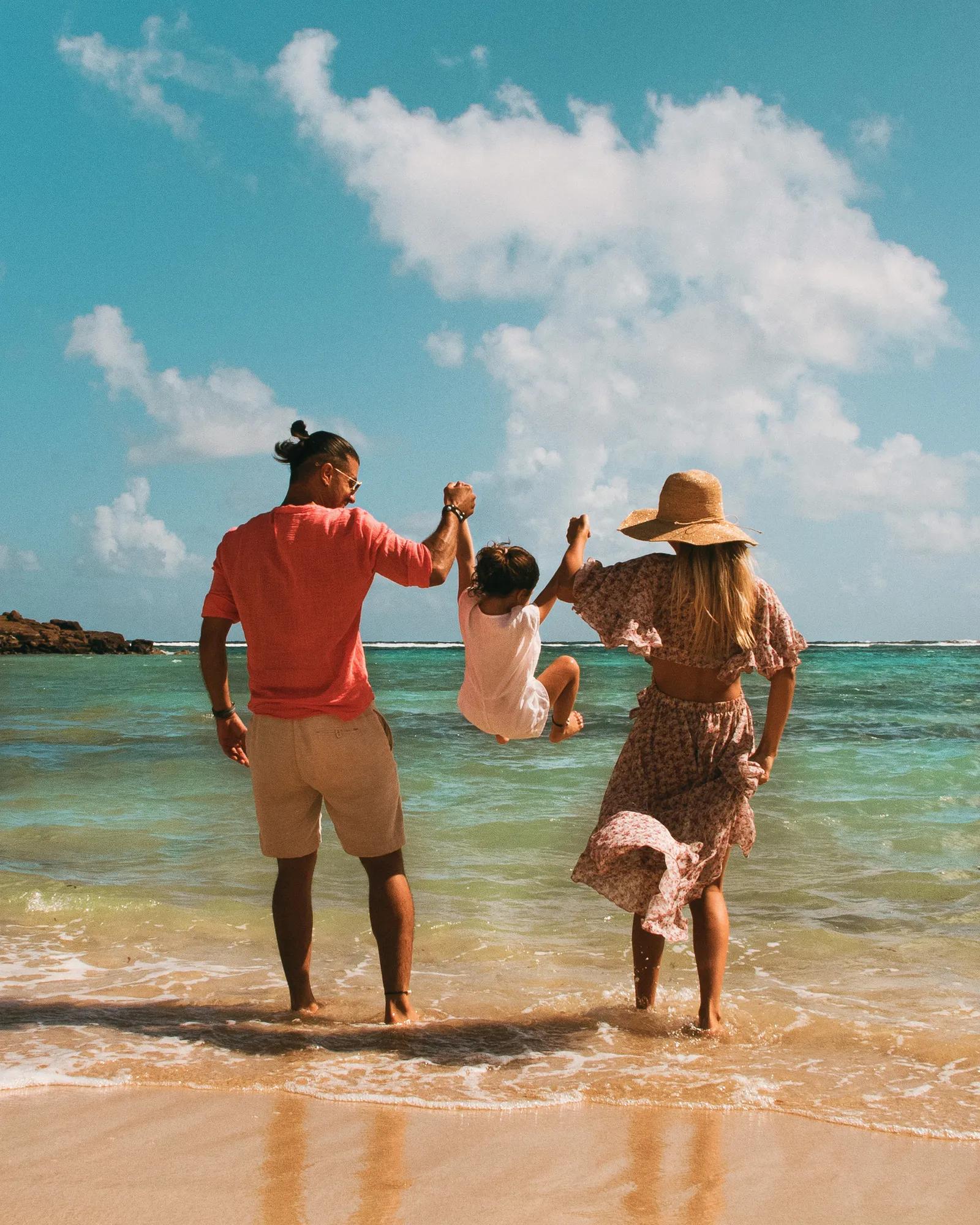 adventure family feet in water