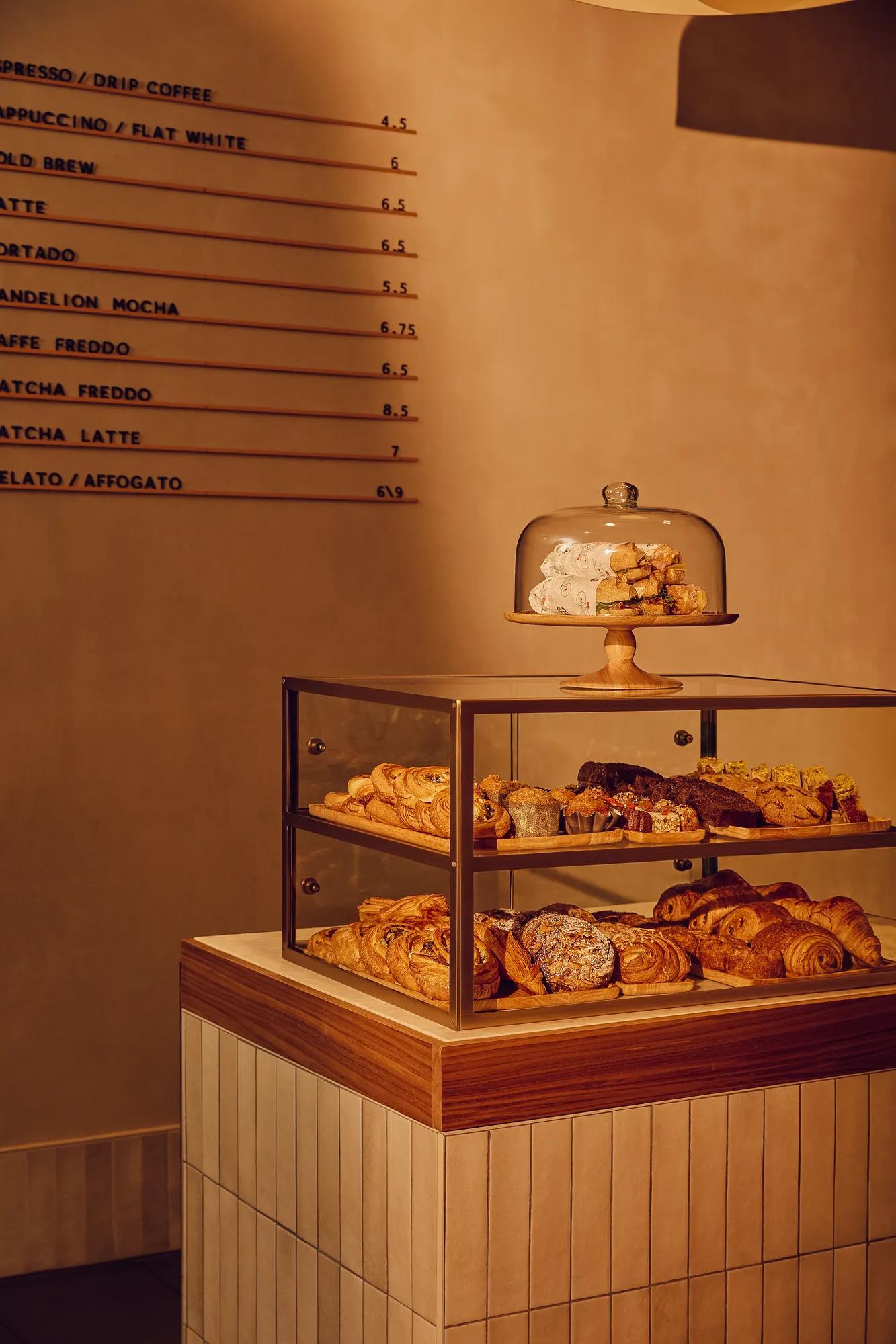 pastry case at bici coffee at rosewood sand hill