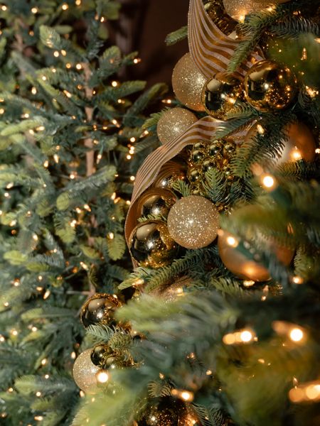 Close-up of a decorated tree during holiday season at Rosewood Washington, D.C.