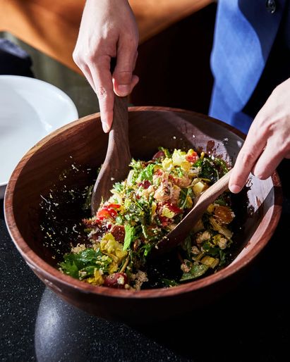 A salad at brunch being made at CUT D.C.