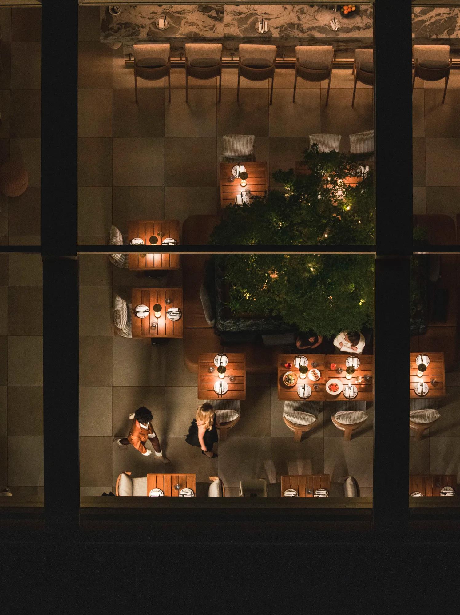 aerial view of the courtyard restaurant