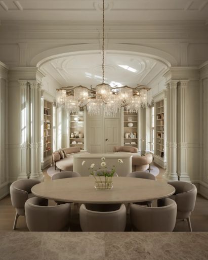 White design room with table and chairs