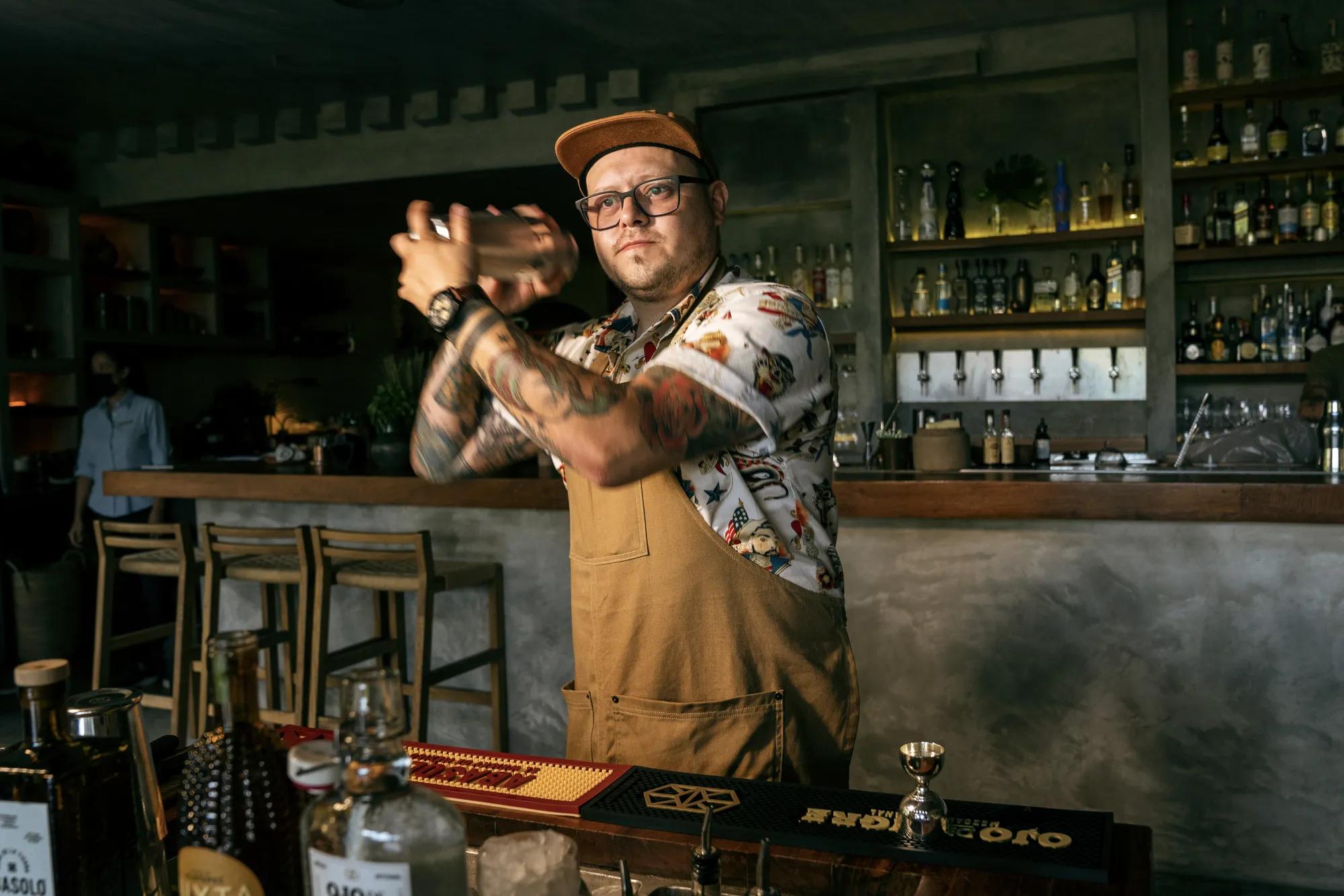 bartender making cocktail