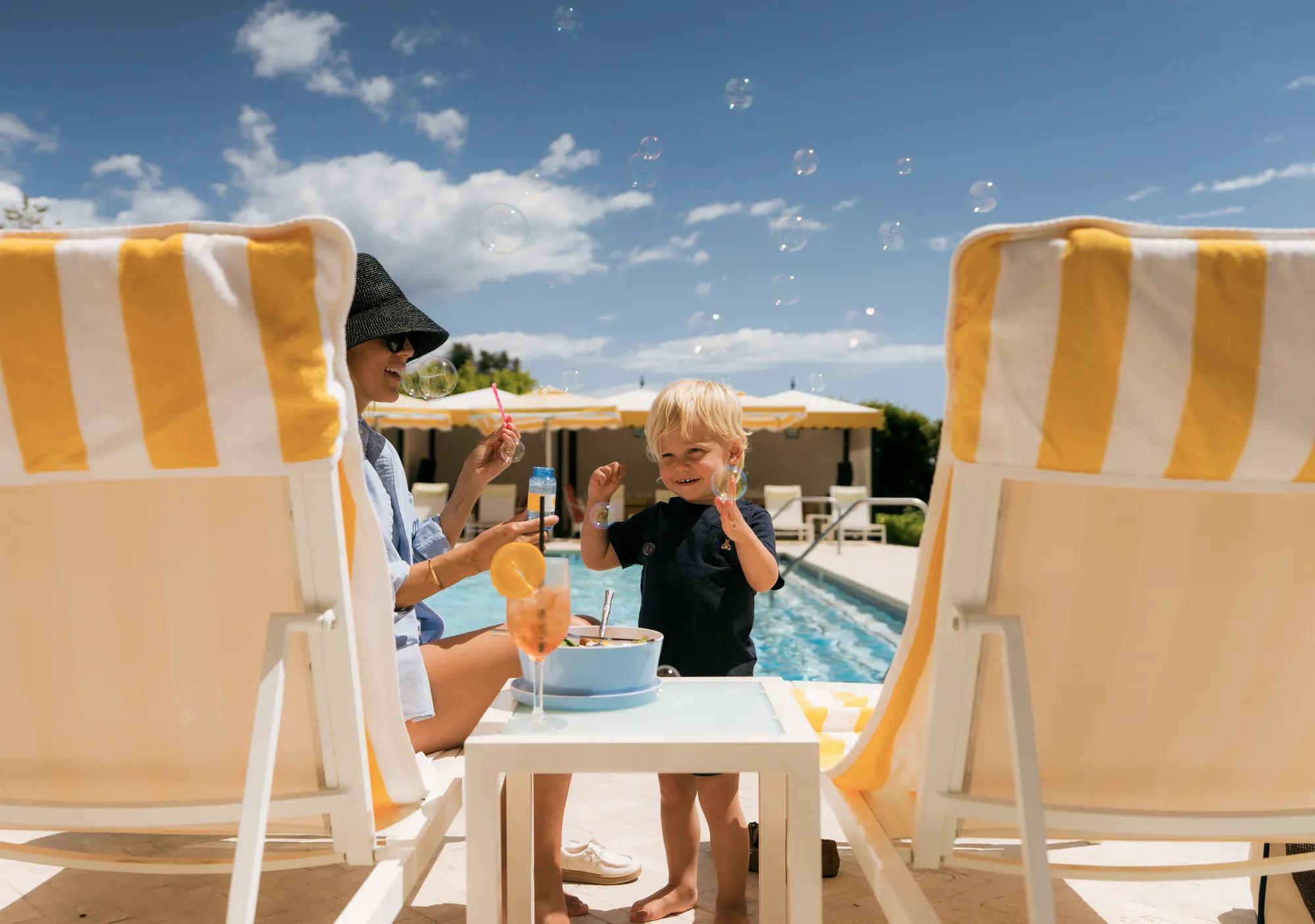 Mom and child at The Manor Pool