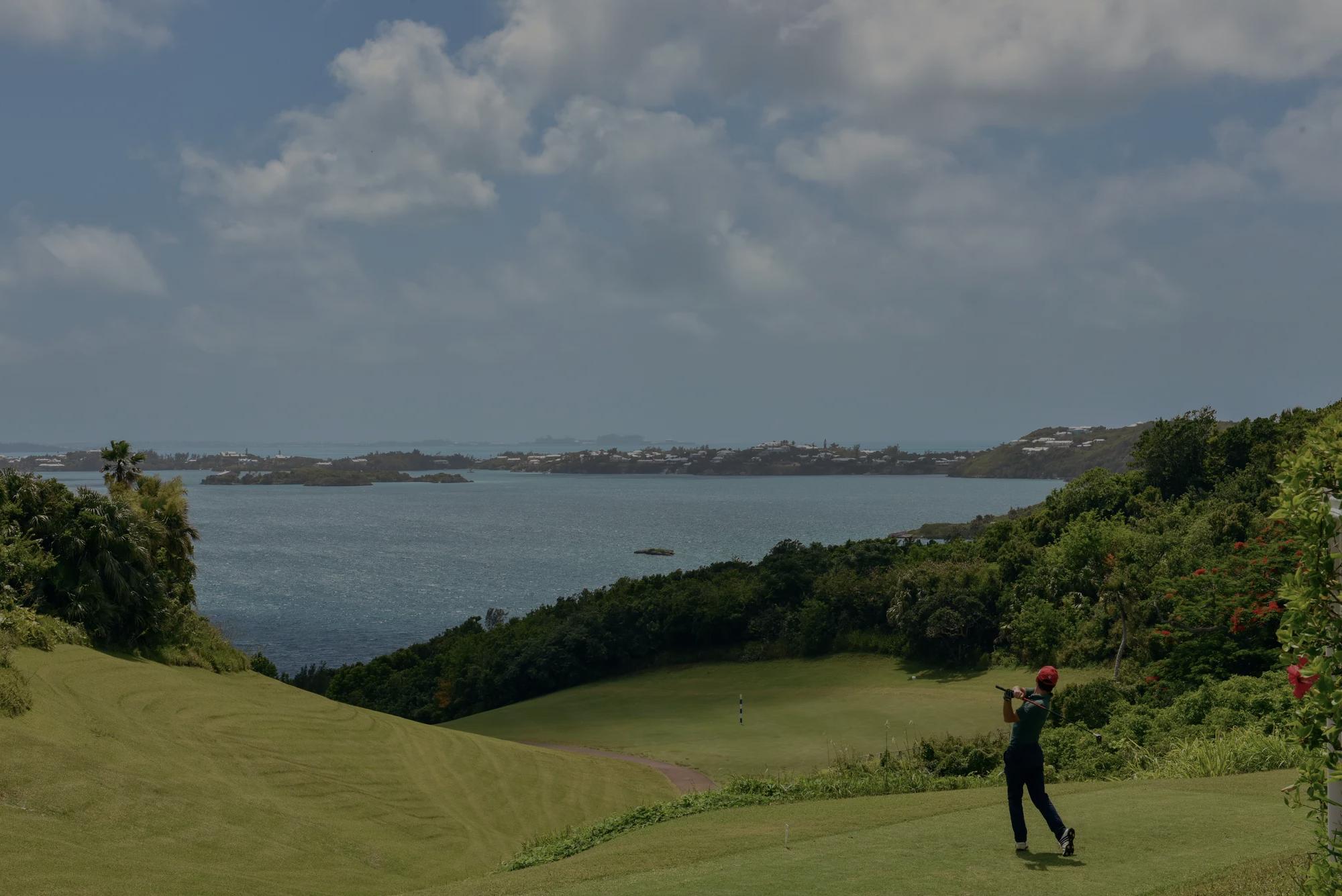 Golf course with a view of the ocean