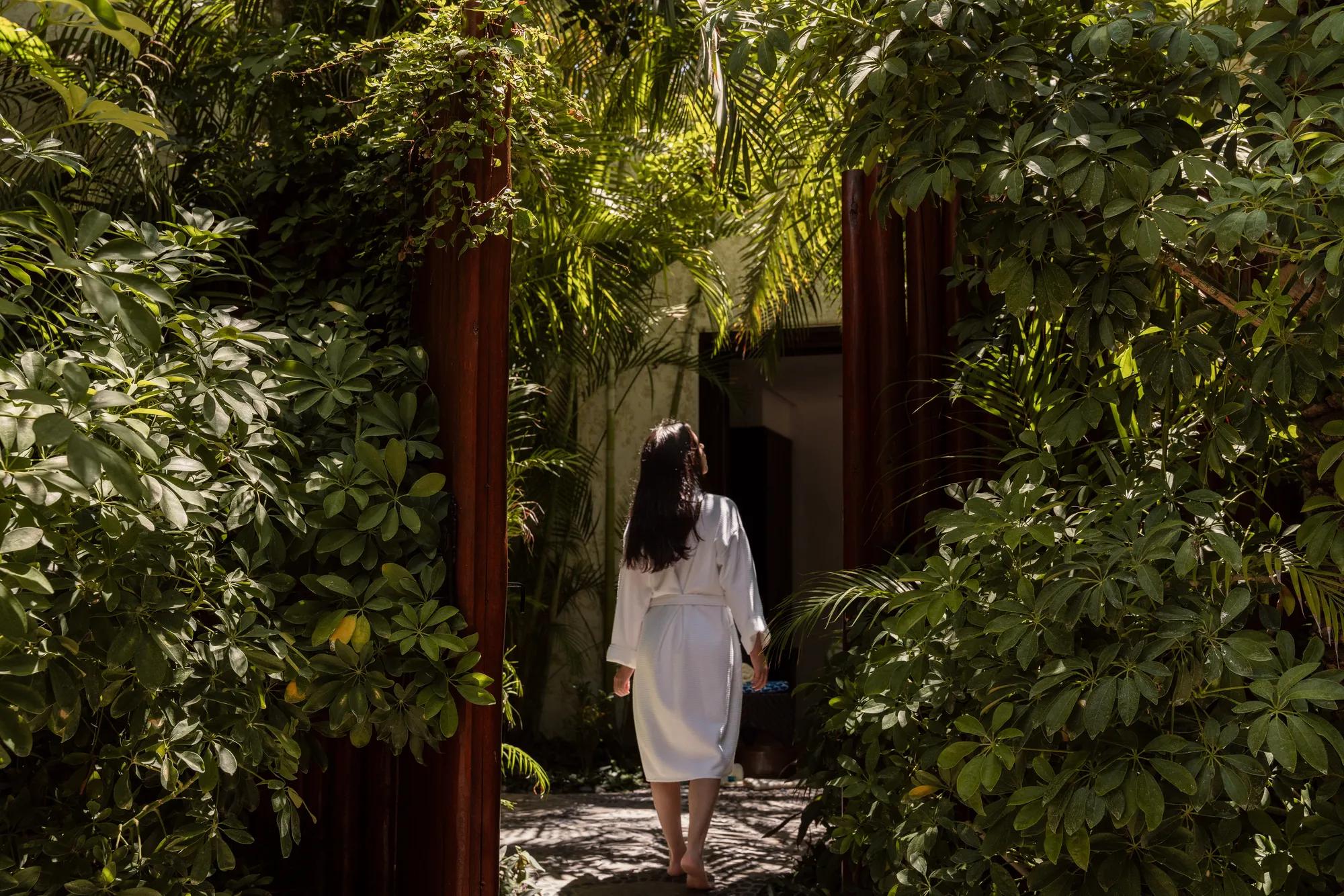 Las Ventanas al Paraíso - The spa's lush garden pathway leading to a treatment room