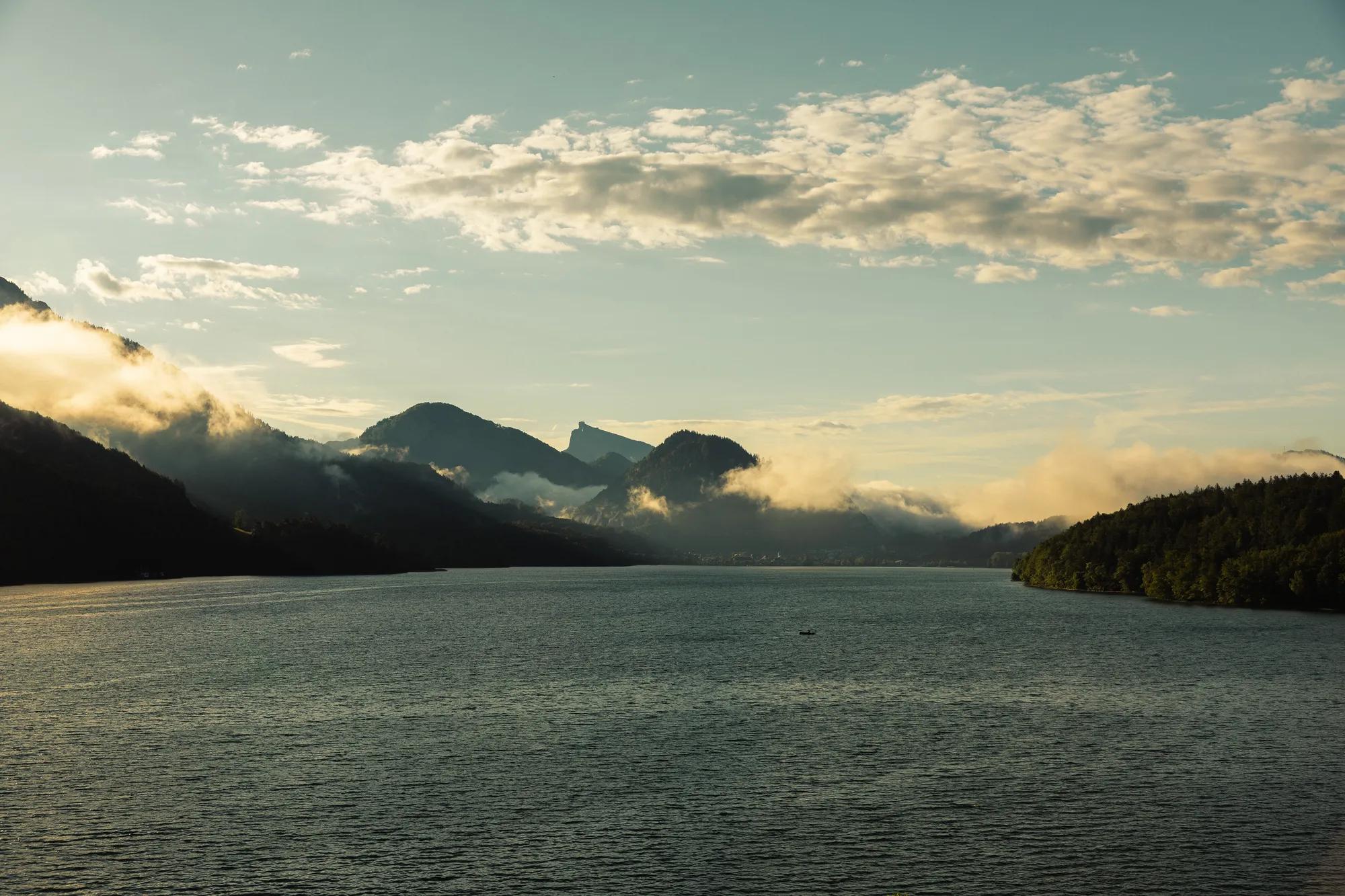 Fuschl lake and mountains 