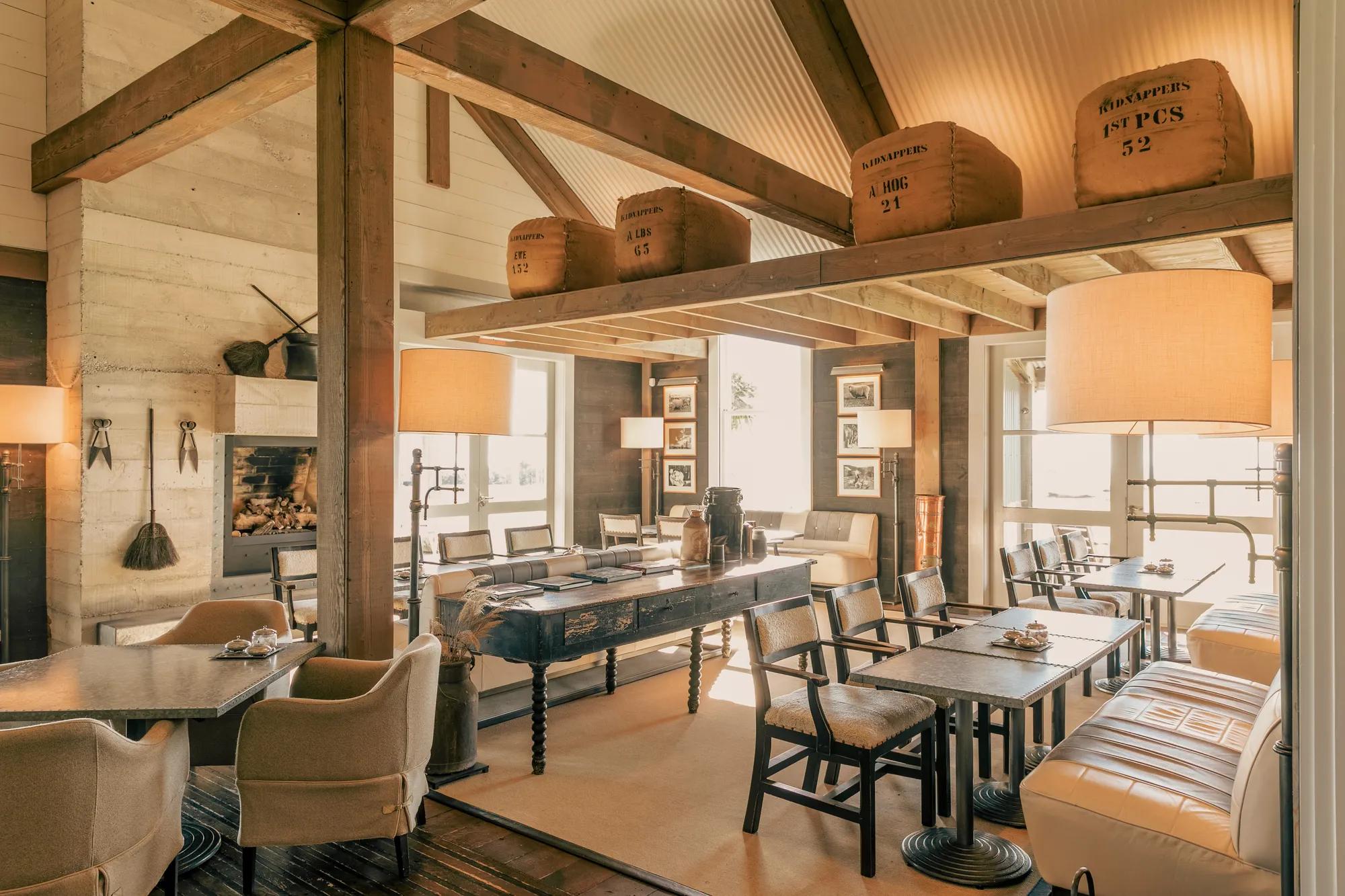 Clubhouse dining in a beautifully converted barn at Cape Kidnappers Golf Course. 